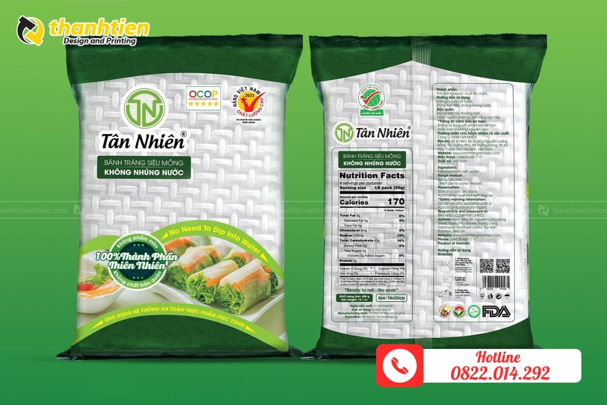 In ấn bao bì đựng bánh tráng theo yêu cầu