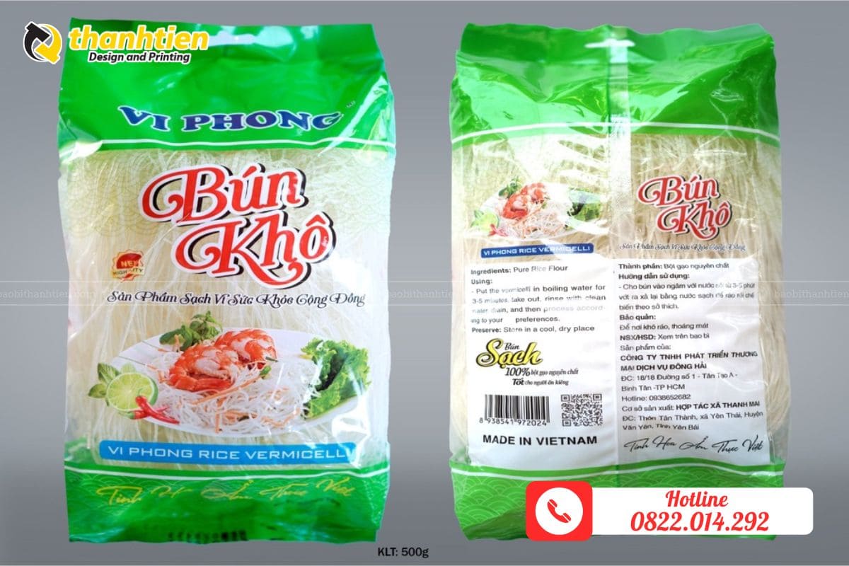 Chất liệu bao bì bún khô OPP/CPP