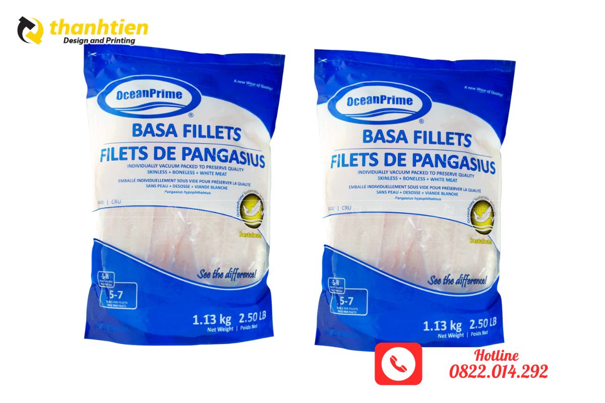 Mẫu bao bì đựng cá basa in ấn đẹp