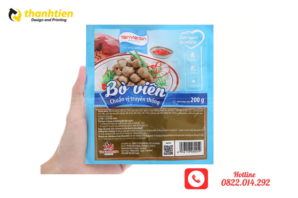 In bao bì đựng bò viên