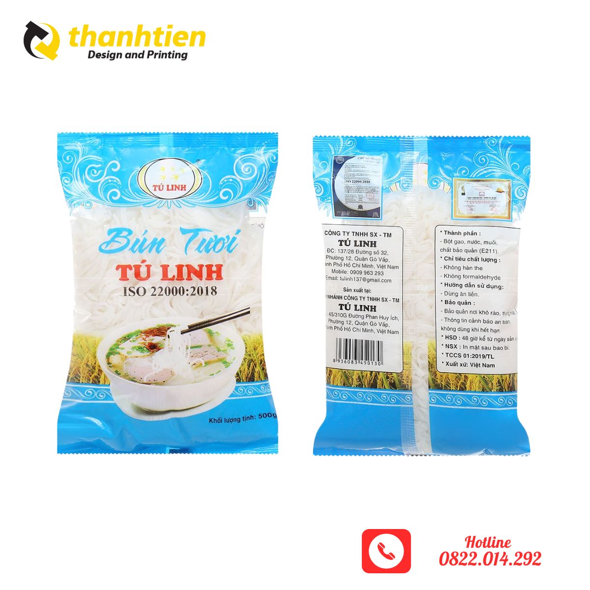 Mẫu bao bì đựng bún tươi