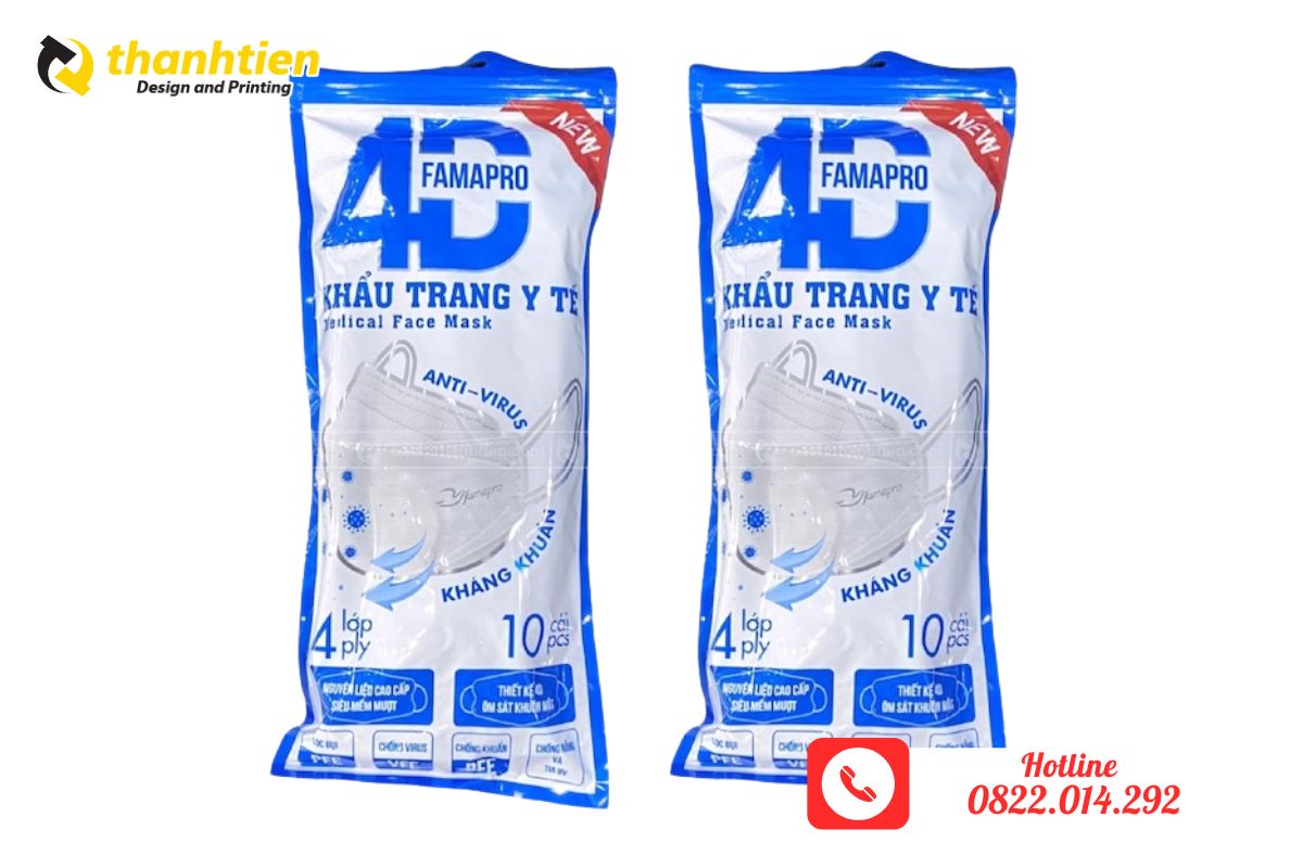 Mẫu bao bì đựng khẩu trang in ấn theo yêu cầu
