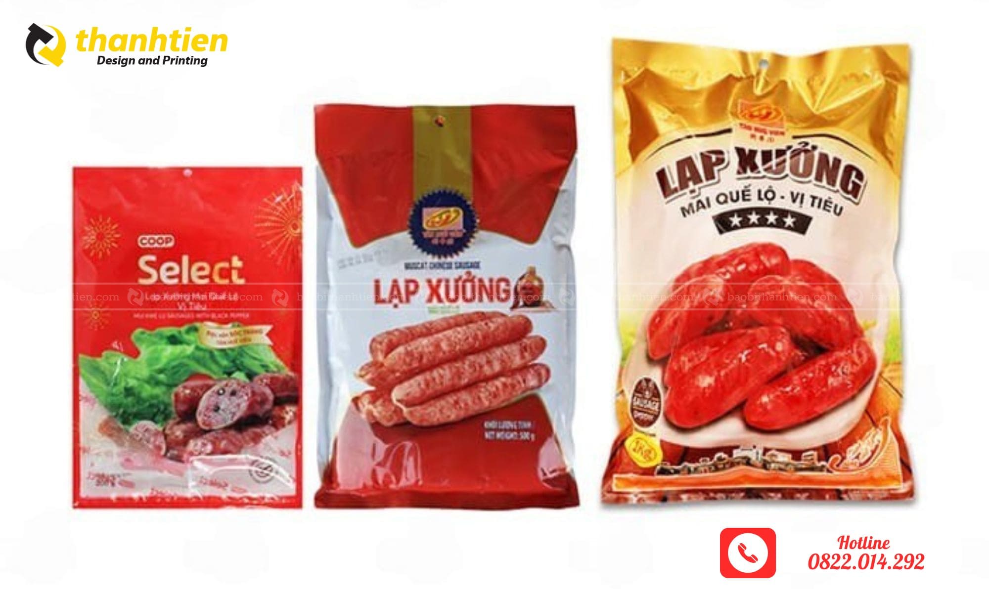 Các mẫu bao bì đựng lạp xưởng giá sỉ tại Bao Bì Thành Tiến