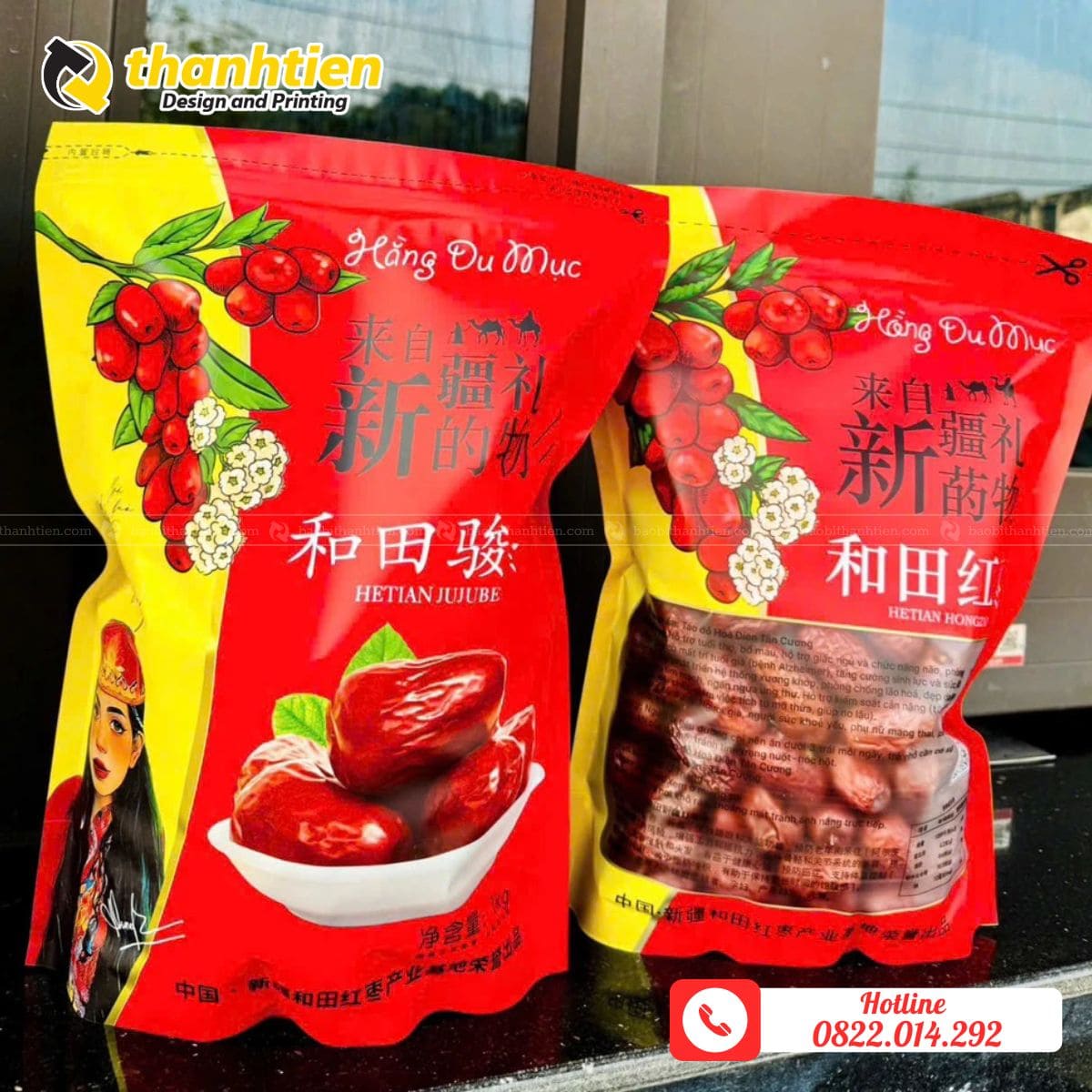 Bao bì màng ghép đựng táo đỏ