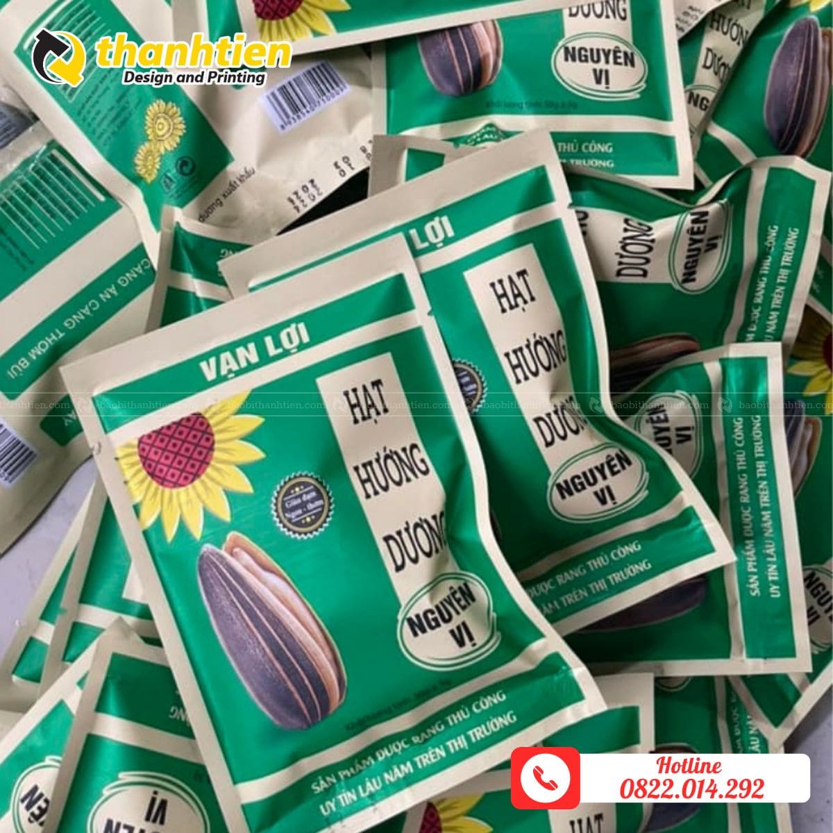 Bao bì hạt hướng dương bằng chất liệu giấy kraft