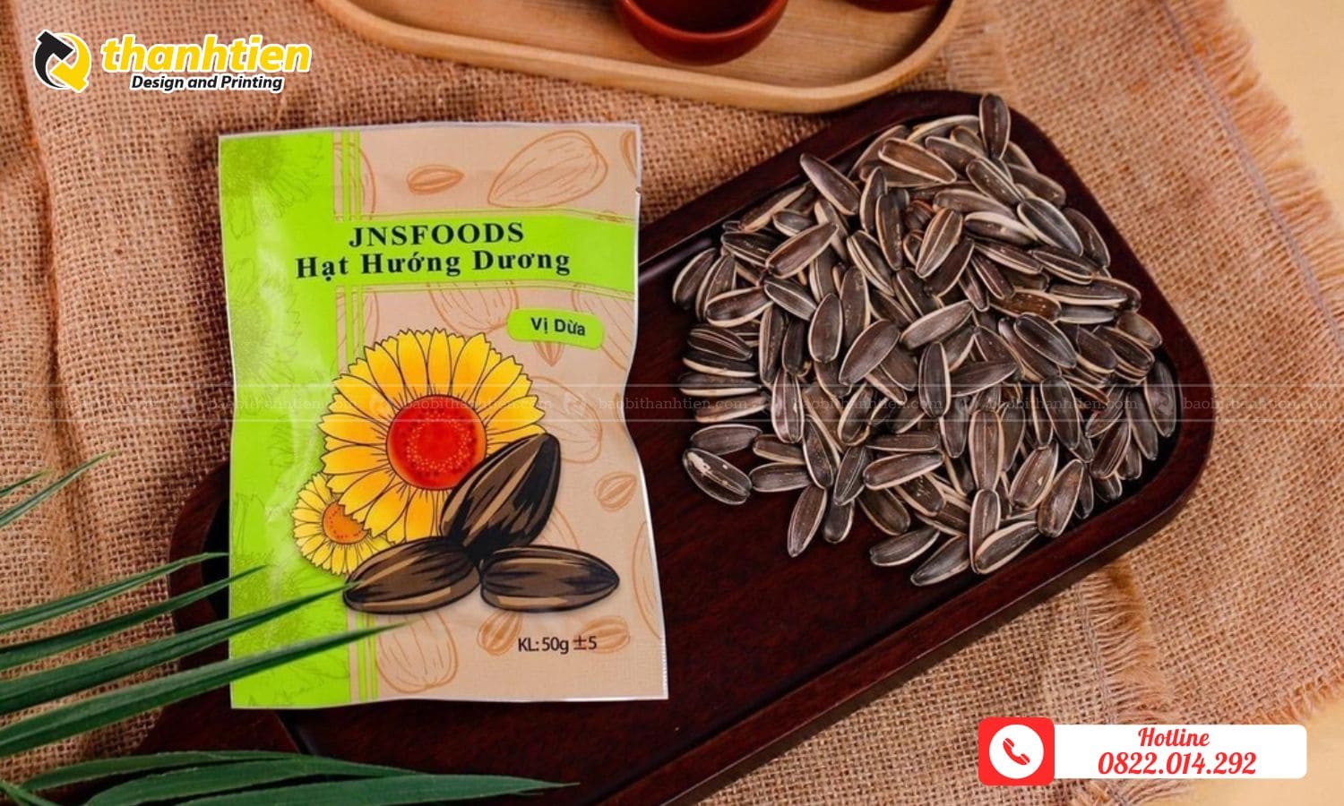 Túi ép 3 biên đựng hạt hướng dương