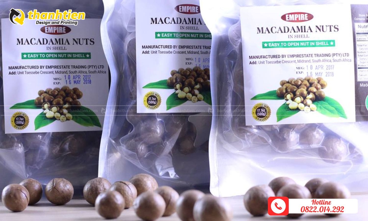 In ấn, thiết kế bao bì hạt macca theo yêu cầu