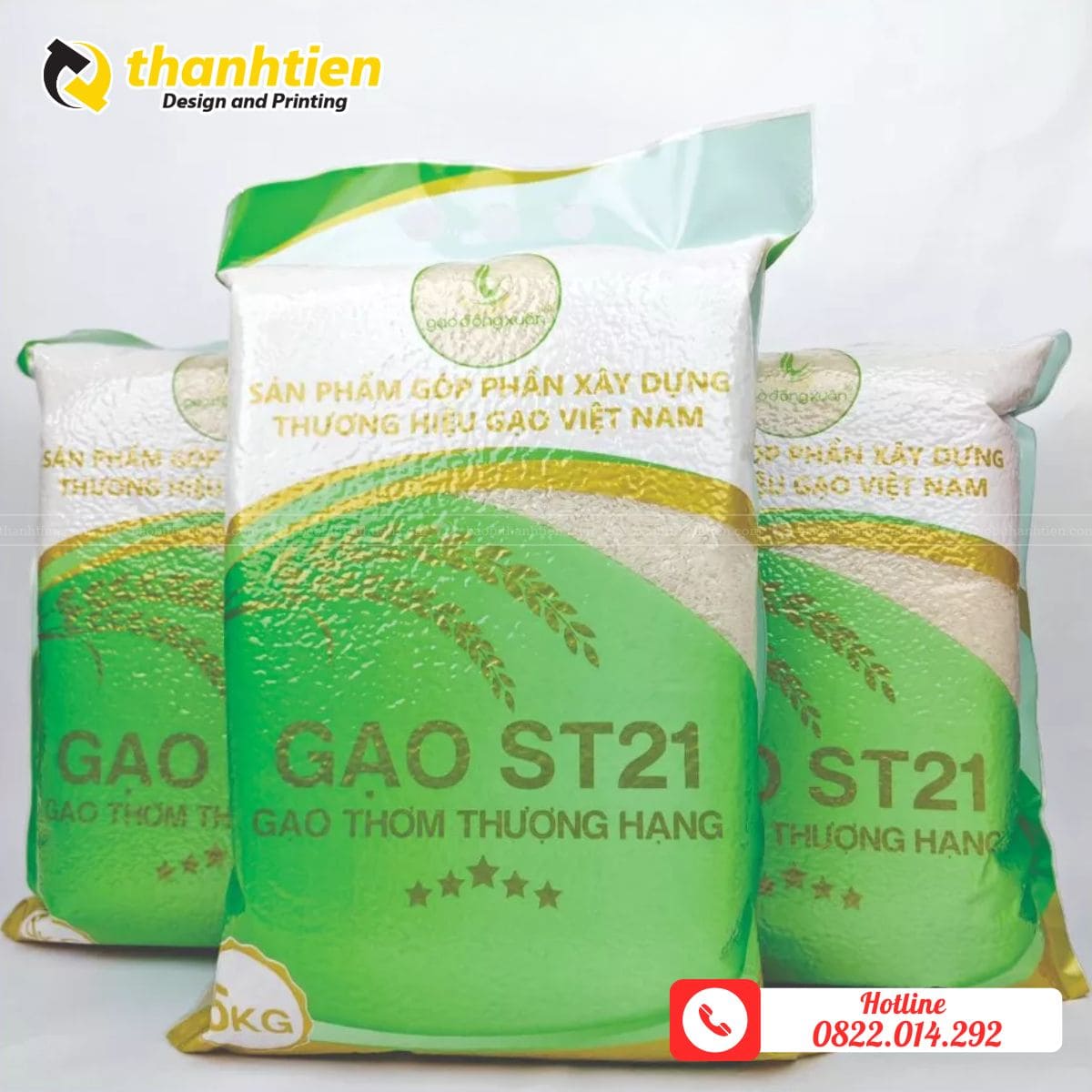 Mẫu bao bì đựng gạo 5kg, 10kg, 25kg