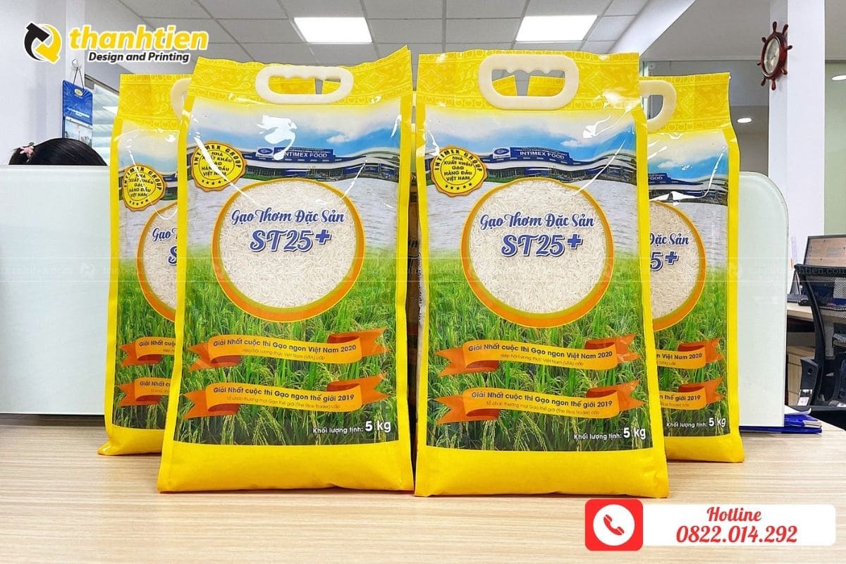 Đặt mua bao bì đựng gạo giá rẻ, in ấn thiết kế đẹp tại Thành Tiến