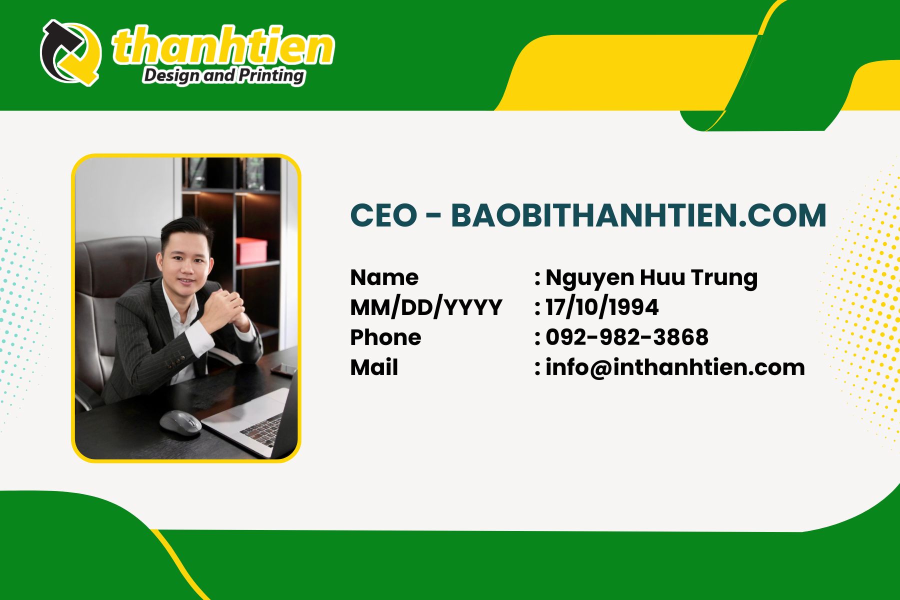 Thông tin cơ bản về CEO - BAOBITHANHTIEN.COM