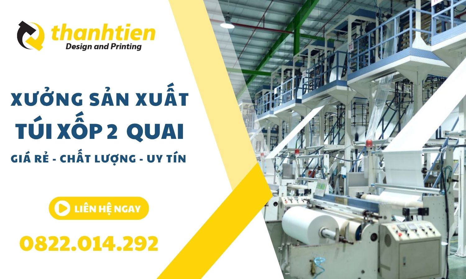 Túi xốp 2 quai giá rẻ, chất lượng, uy tín tại xưởng Thành Tiến