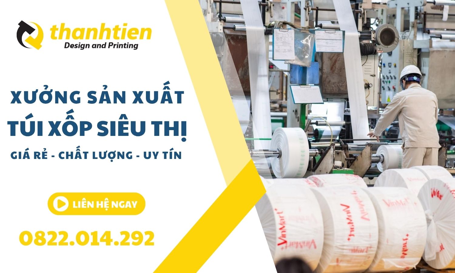 Xưởng sản xuất, in túi xốp siêu thị giá rẻ theo yêu cầu