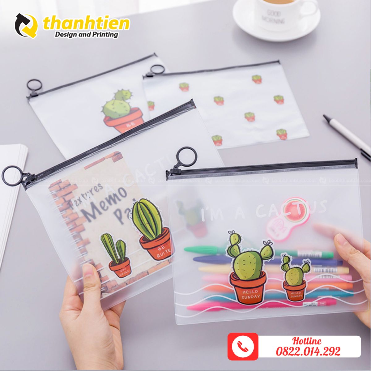 Túi zip đựng bút in hình đẹp, dễ thương