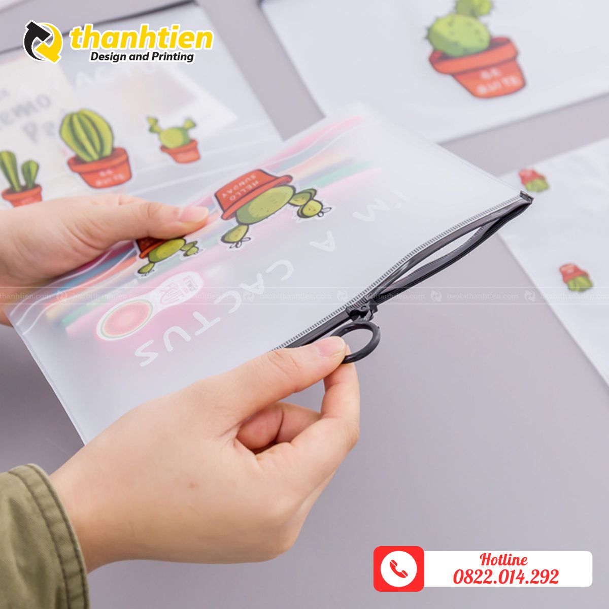 In túi zipper đựng bút