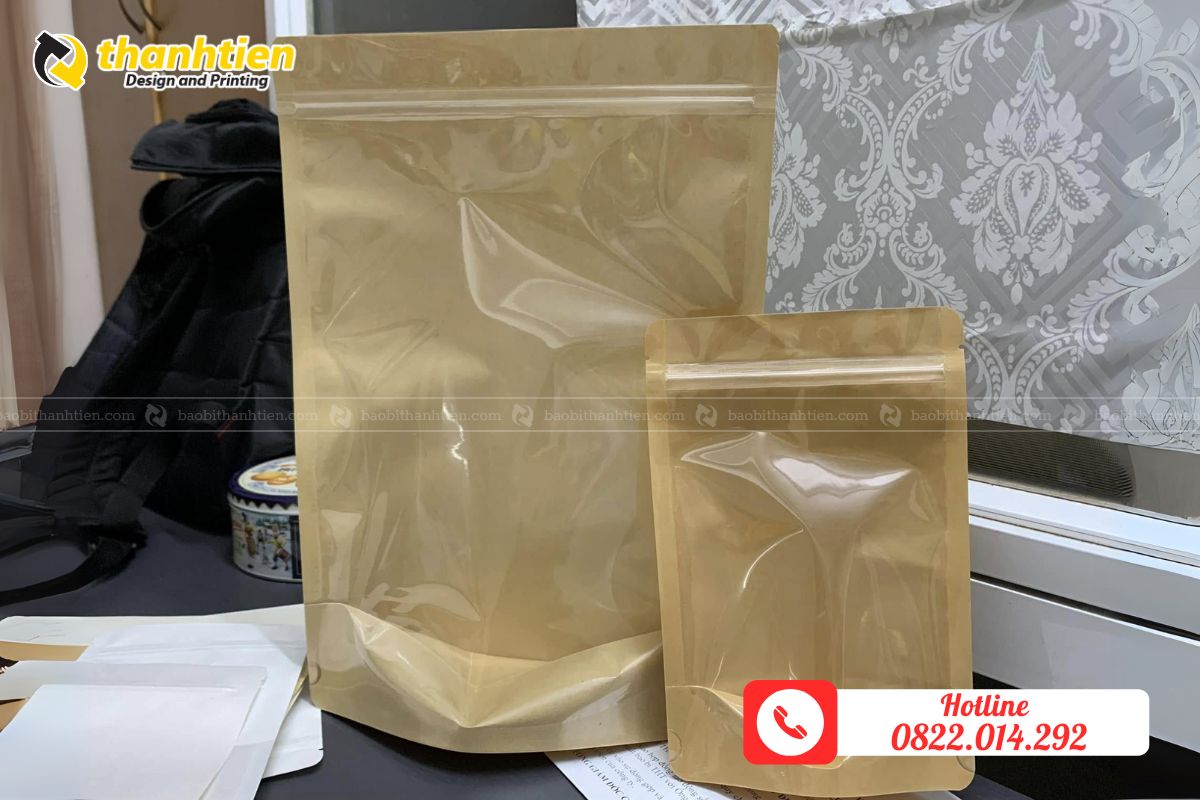 Túi zip giấy kraft 1 mặt trong