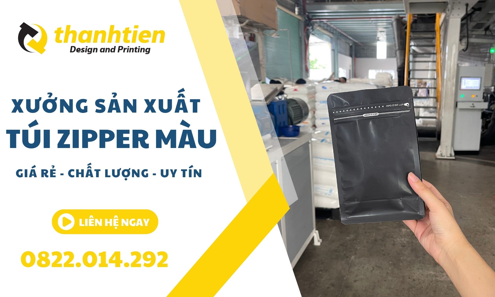 Xưởng sản xuất túi zipper màu giá rẻ, chất lượng