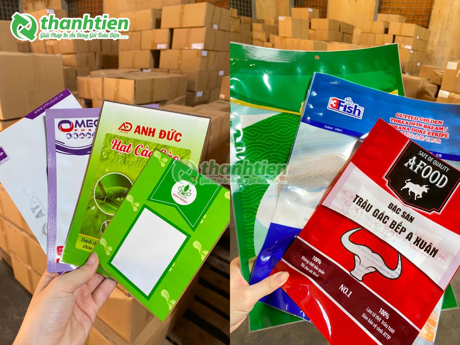 Túi 3 biên ép nhiệt chuyên dụng đóng gói cà phê, trà, hạt điều, thực phẩm khô
