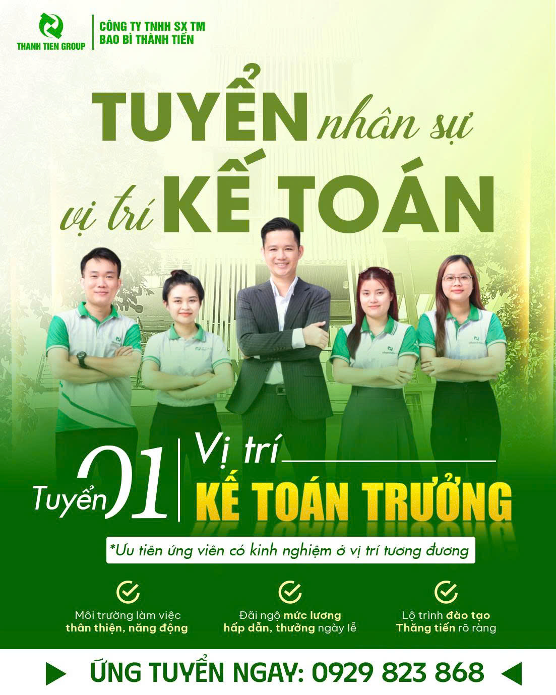 TUYỂN DỤNG: NHÂN VIÊN KẾ TOÁN TRƯỞNG