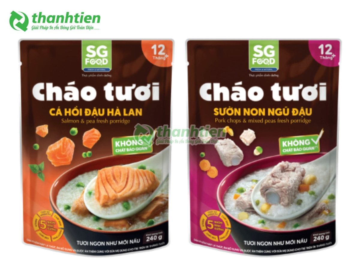 bao bì đựng cháo tươi thiết kế theo yêu cầu