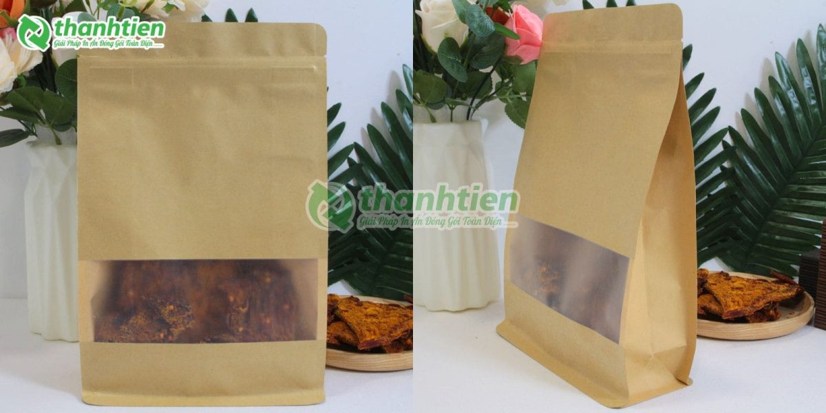 túi zip giấy có cửa sổ đựng khô bò