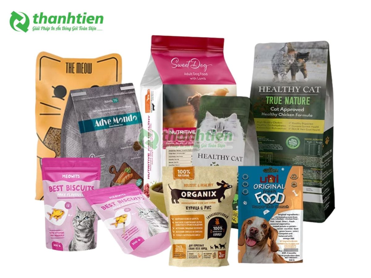 in bao bì đựng thức ăn thú cưng chó, mèo