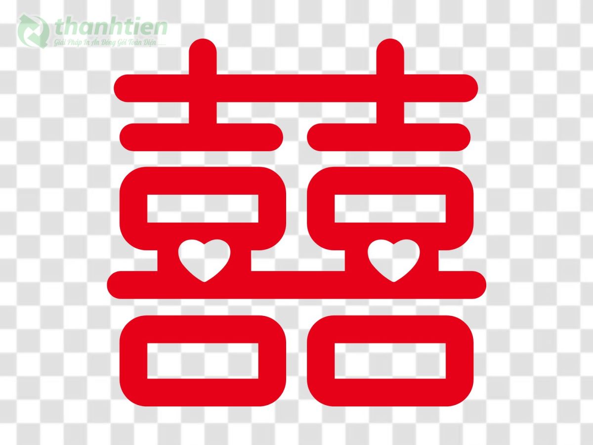 Chữ Hỷ vector tròn cho huy hiệu đám cưới, nền trong suốt