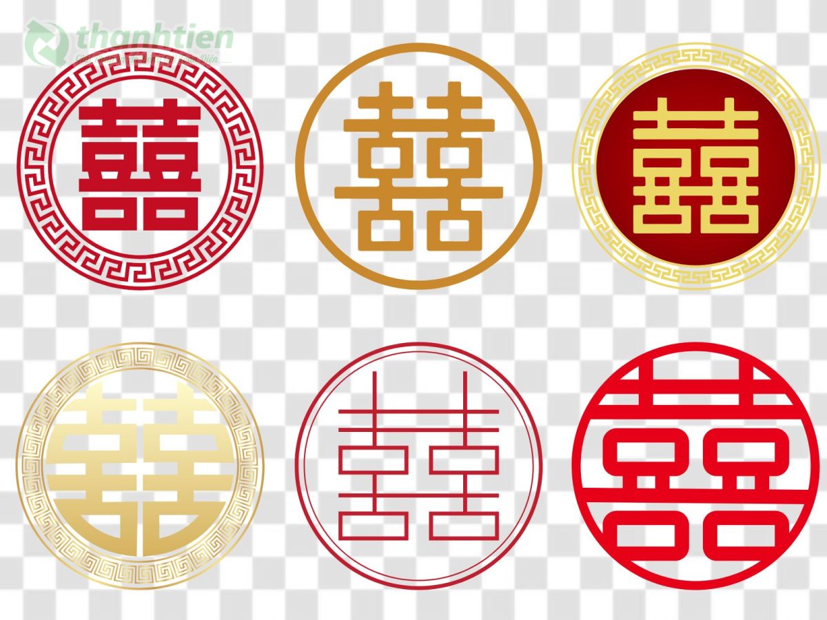 Song Hỷ vector hiện đại minimalist, màu hồng pastel sắc nét