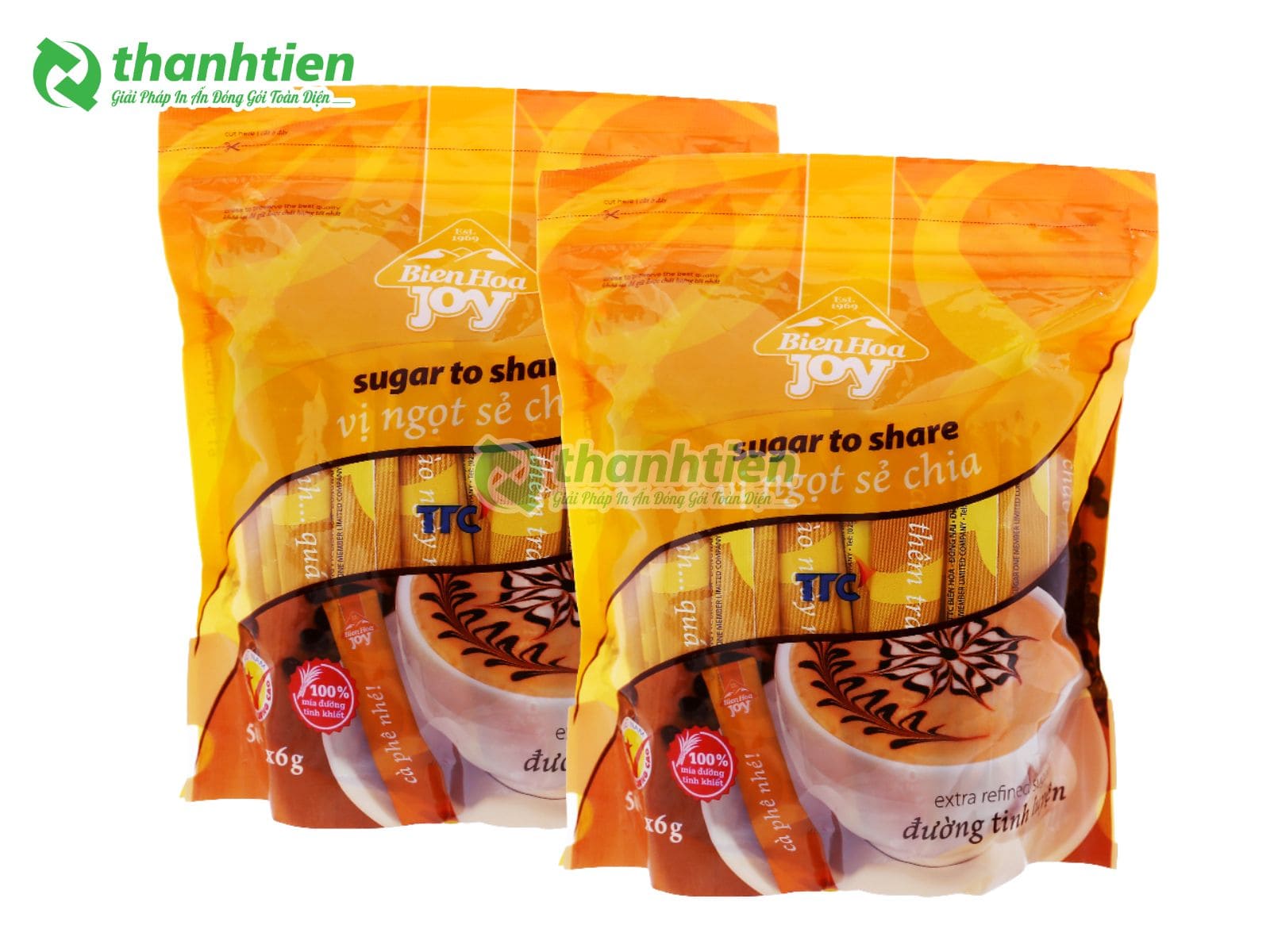 Bao bì đựng đường que đang dạng kích thước