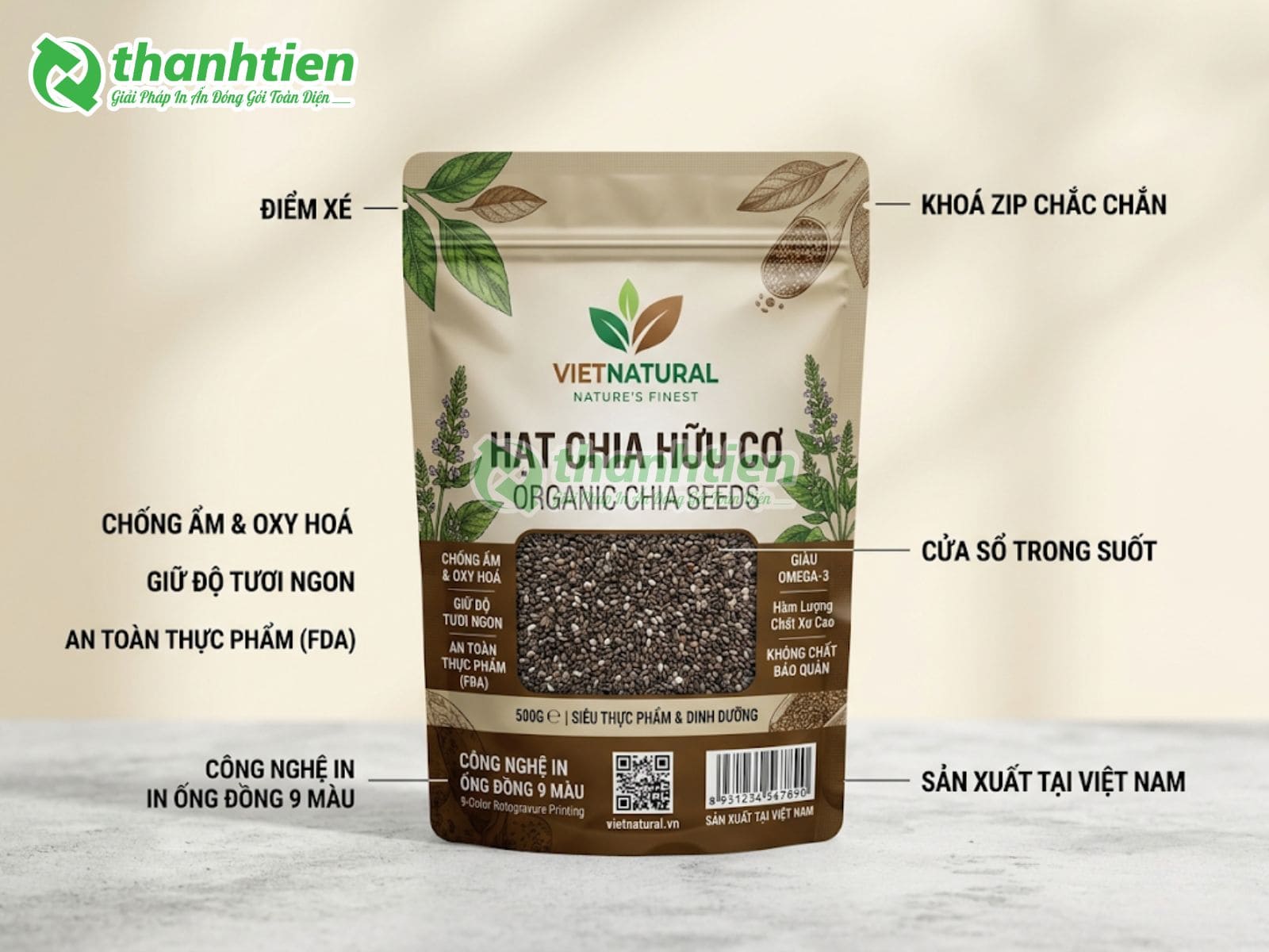 Cấu tạo, chất liệu bao bì hạt chia