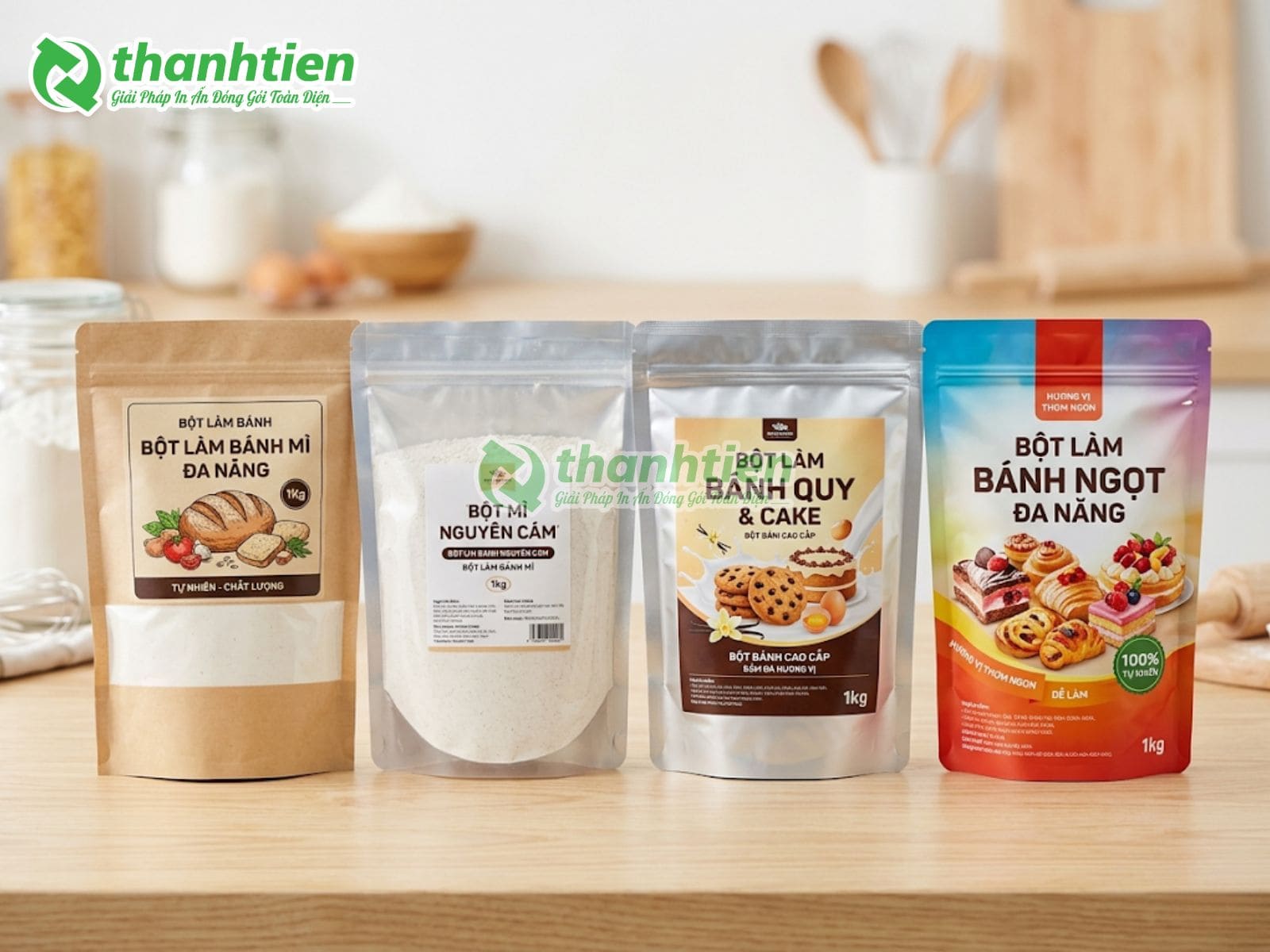 Giá in bao bì đựng bột làm kem đa dạng các loại, kiểu dáng