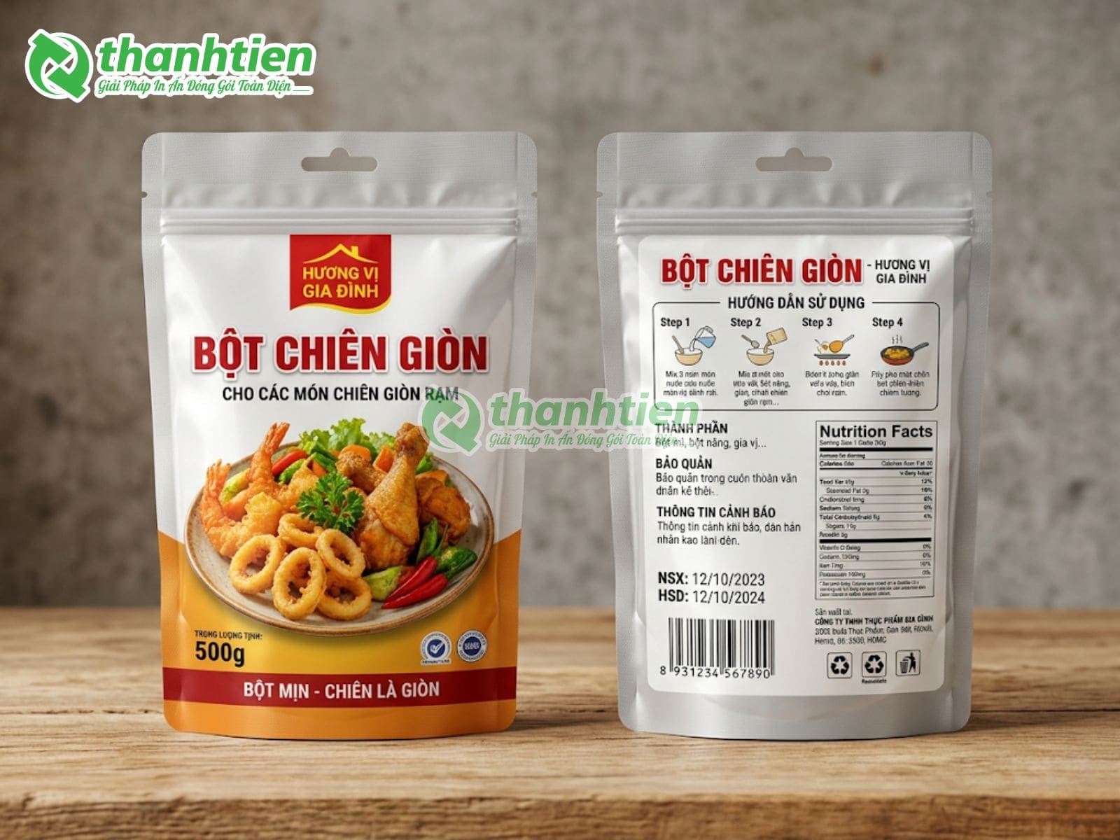Bao bì túi zip đựng bột chiên giòn
