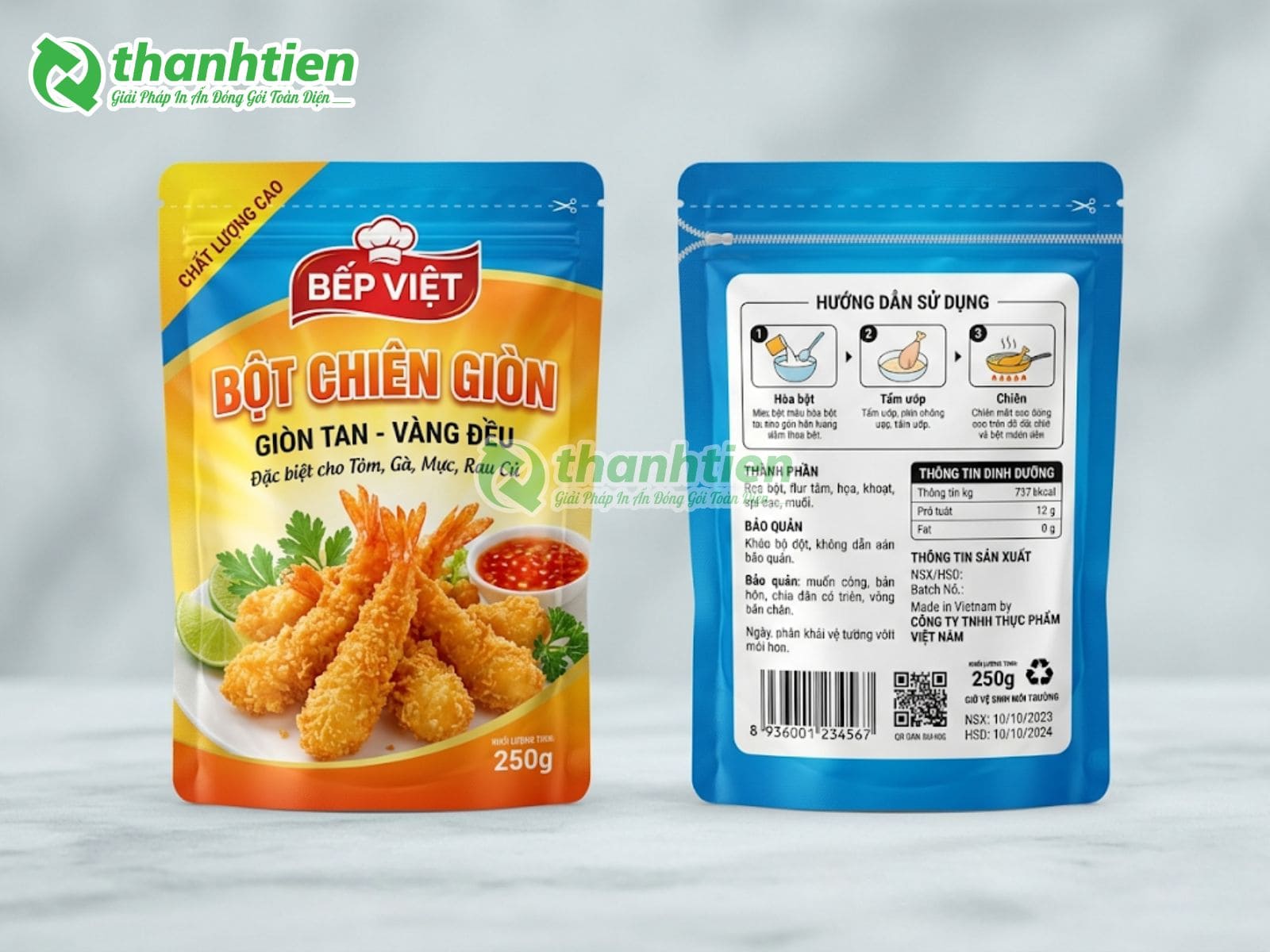 Bao bì túi zipper đựng bột chiên giòn