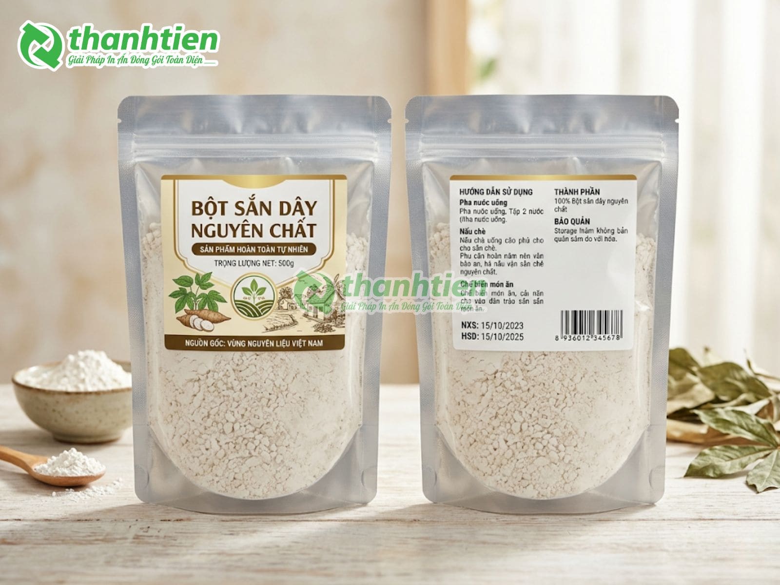 Bao bì túi zip 1 mặt trong đựng bột sắn dây
