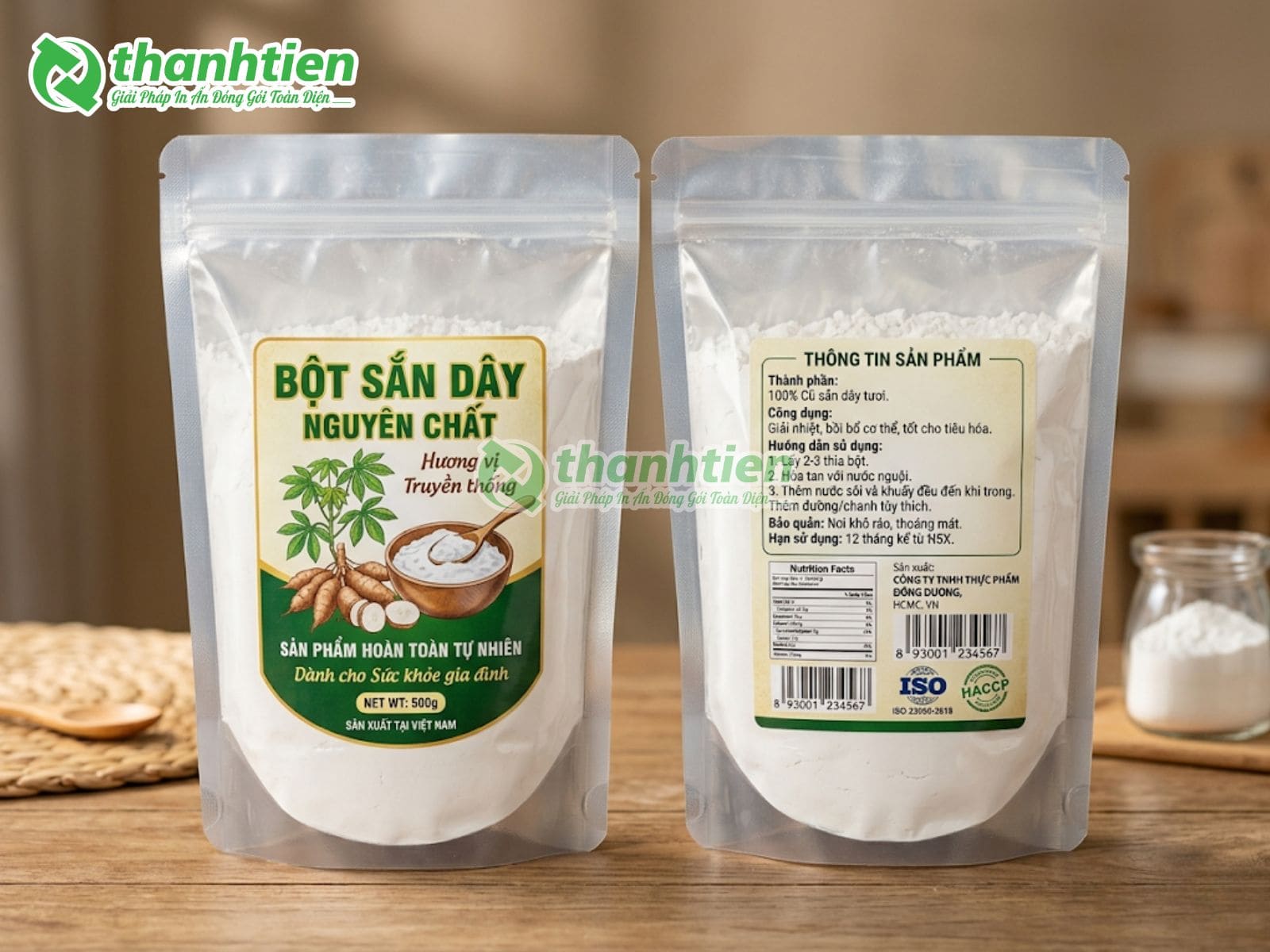 Túi zip 1 mặt bạc đựng bột sắn dây