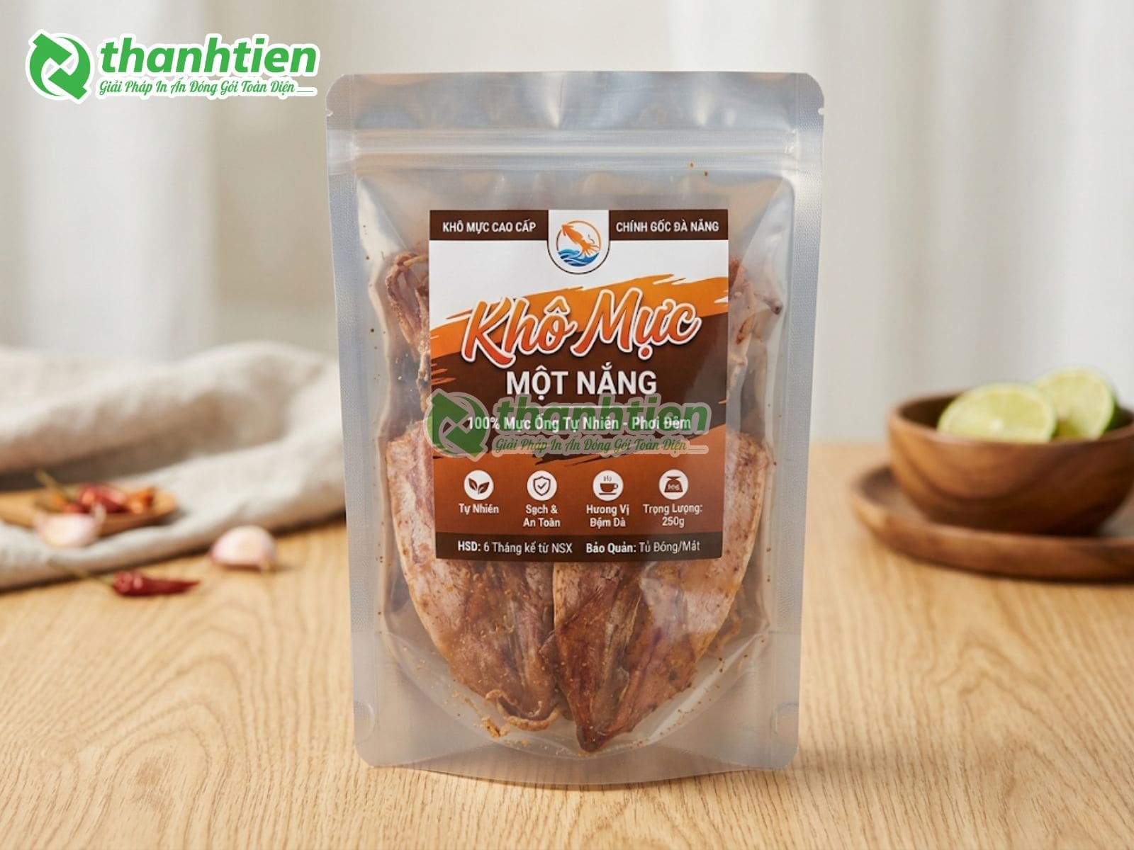 Túi zip 1 mặt bạc đựng khô mực 