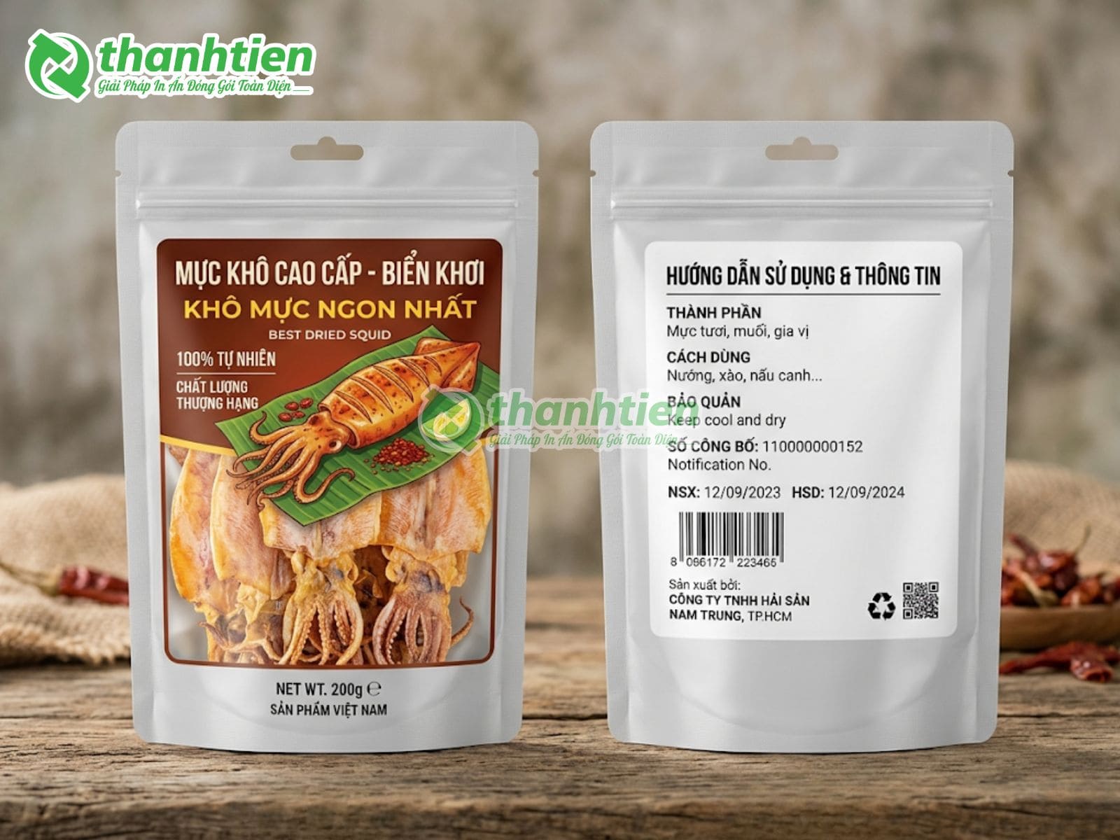 Bao bì màng ghép đựng khô mực