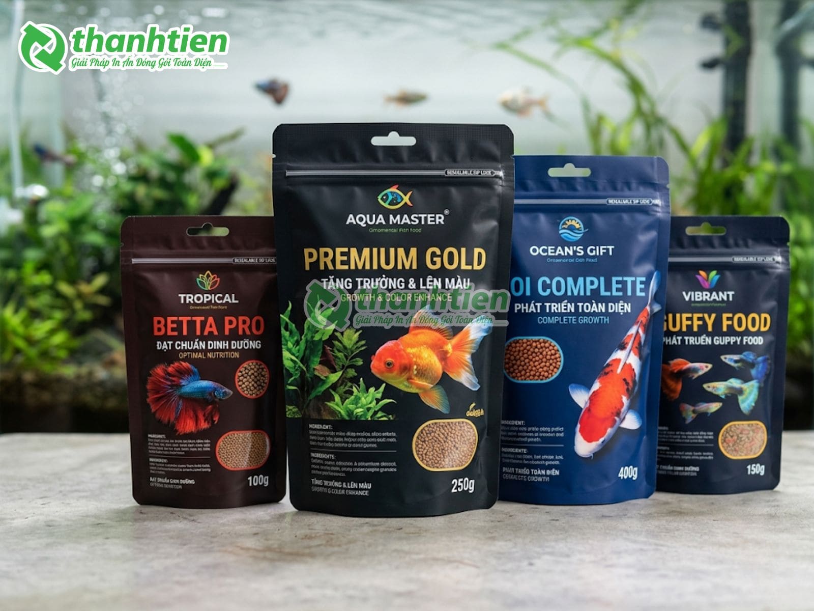 In bao bì đựng thức ăn cho cá cảnh