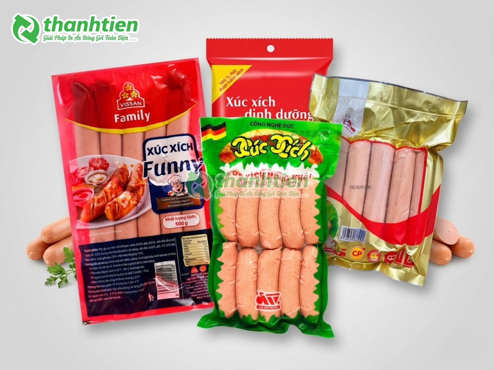 Bao bì hút chân không đựng xúc xích