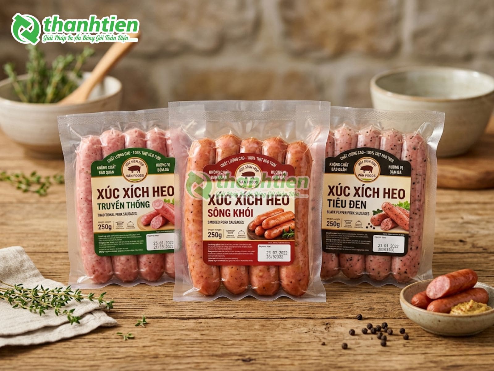 Túi hút chân không đựng xúc xích giá rẻ