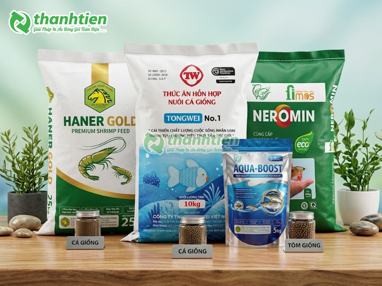 Bao bì thức ăn thuỷ sản PP dệt, bao bì đựng thức ăn thuỷ sản bền chắc, chống ẩm tốt
