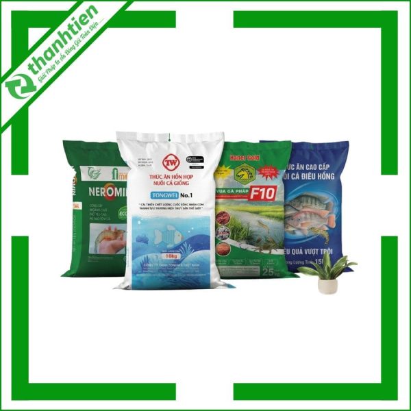 Bao bì thức ăn thuỷ sản in hình sản phẩm, bao bì đựng thức ăn cá tôm đẹp mắt