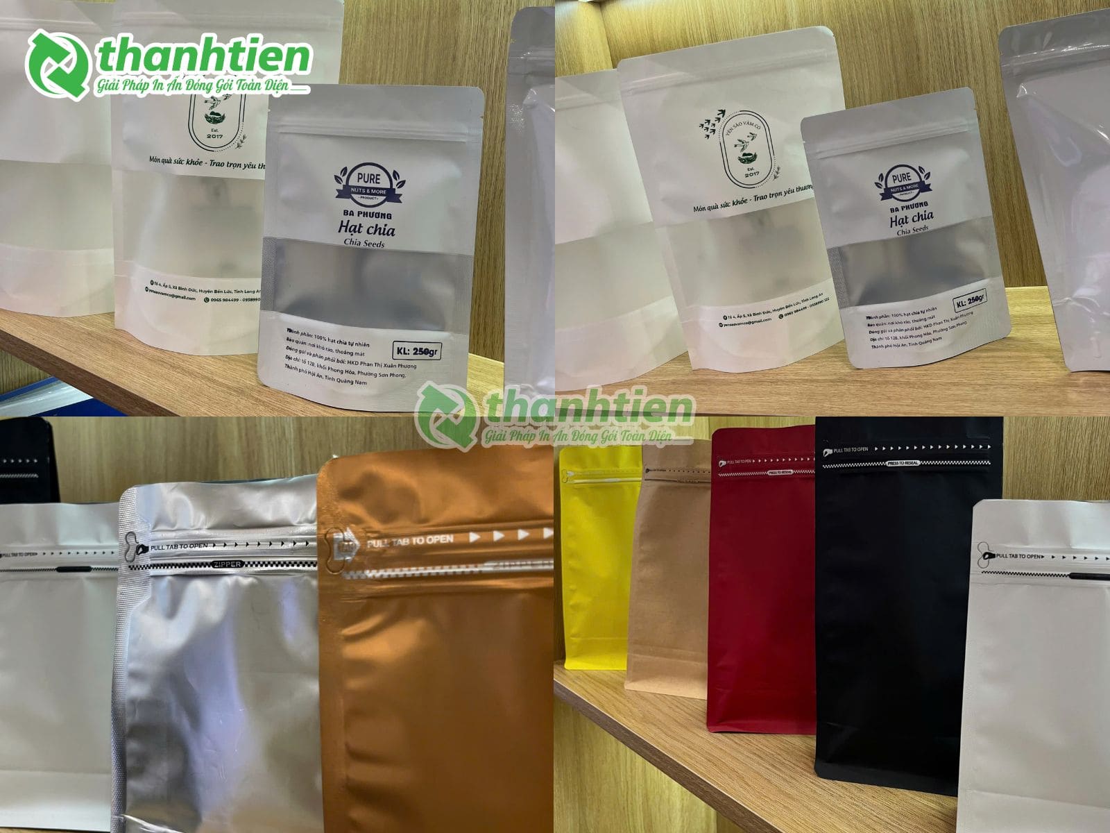 C&aacute;c loại t&uacute;i zipper c&oacute; sẵn tại Bao B&igrave; Th&agrave;nh Tiến
