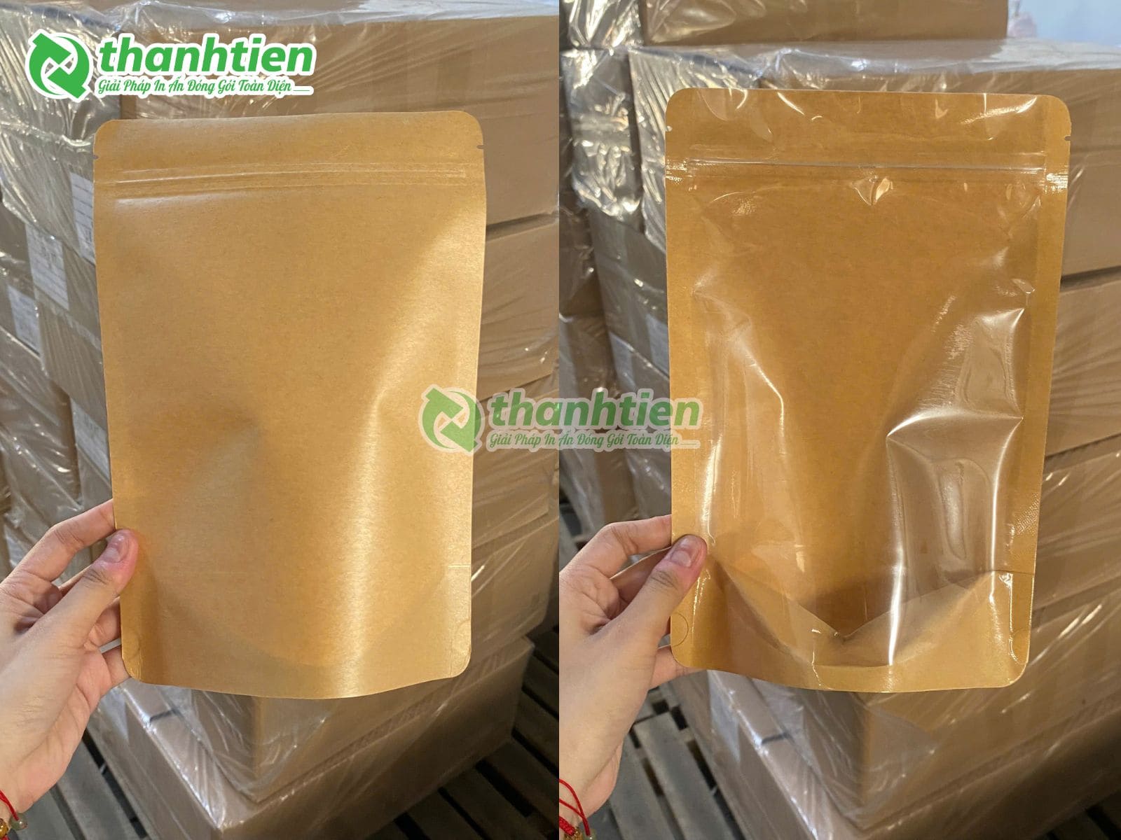 T&uacute;i zipper giấy 1 mặt trong 1 mặt giấy